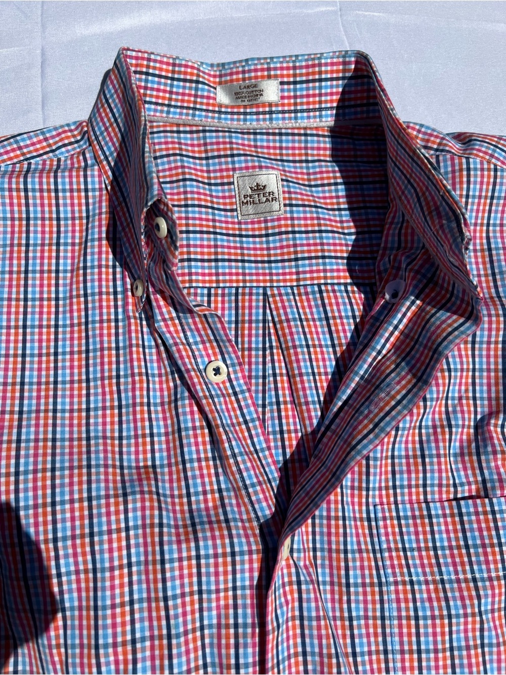 Peter Millar Men’s Red and Blue Checked Button-Down Shirt - Picture 3 of 8